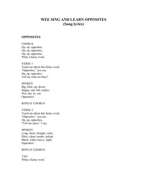 The opposites lyrics