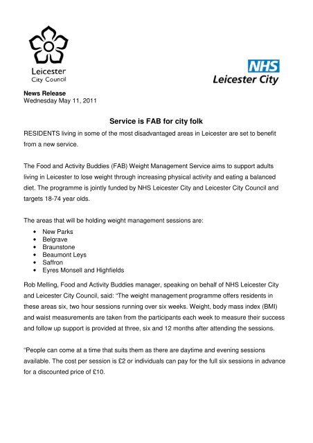 Service is FAB for city folk - NHS Leicester City
