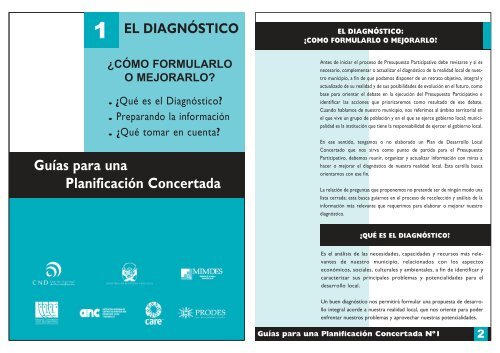 Guías para una planificación concertada. Guía 1 - El diagnóstico