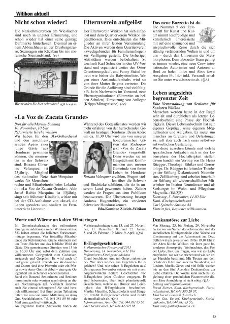 Ausgabe 7, November 2013 - Quartier-Anzeiger für Witikon und ...