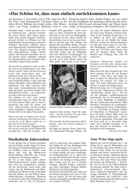 Ausgabe 7, November 2013 - Quartier-Anzeiger für Witikon und ...