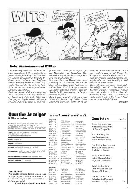 Ausgabe 7, November 2013 - Quartier-Anzeiger für Witikon und ...