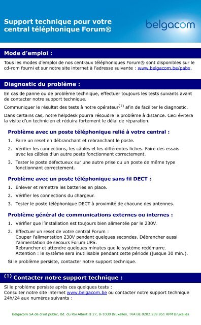 Forum Phone 520, Forum Phone 530 - Belgacom