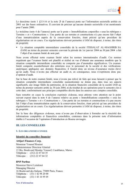 Note d'information dÃƒÂ©finitive (CDVM) - Maroc Telecom