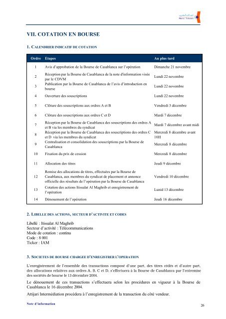 Note d'information dÃƒÂ©finitive (CDVM) - Maroc Telecom