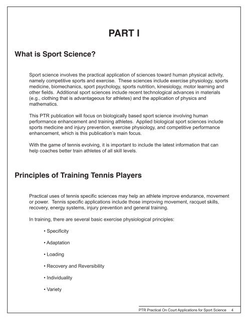 SPORT SCIENCE - Professional Tennis Registry