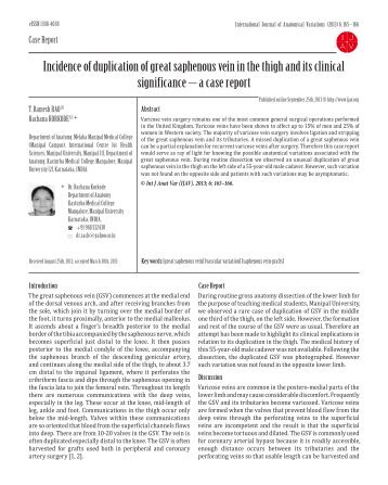 Incidence of duplication of great saphenous vein in the thigh and its ...