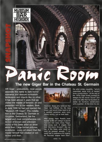 The new Giger Bar in the Chateau St. Germain - the little HR Giger ...