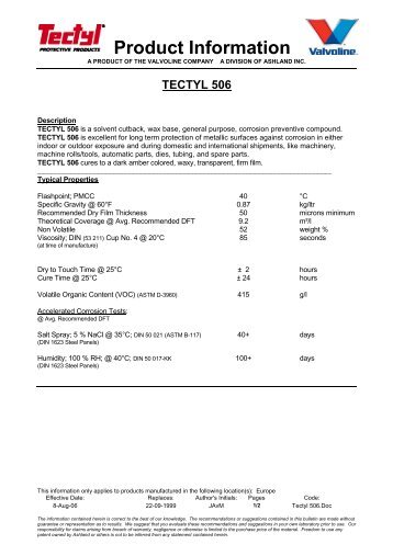 tectyl 506 - Valvoline