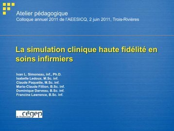 Simulation clinique haute fidÃ©litÃ© en Soins infirmiers - aeesicq