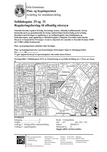 Seilduksgata 25 og 31 Reguleringsforslag til offentlig ettersyn - Plan