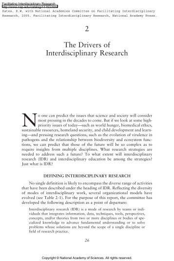 The Drivers of Interdisciplinary Research - Robert W. Kates