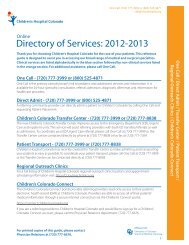 Directory of Services: 2012-2013 - The Children's Hospital