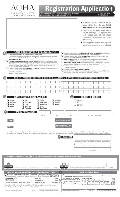 AQHA Registration Application Lombardia Reining