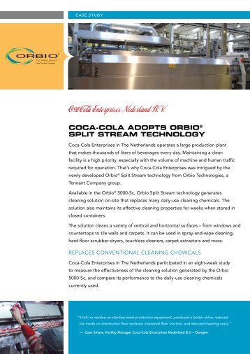coca-cola adopts orbio® split stream technology - Tennant Company