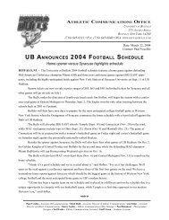 ub announces 2004 football schedule - Buffalo Athletics - University ...