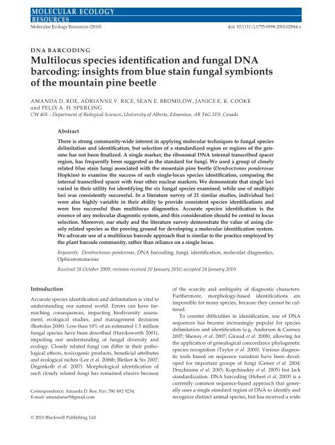 Multilocus species identification and fungal DNA ... - The Tria Project