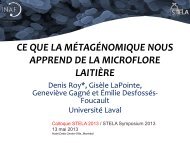 Ce que la métagénomique nous apprend de la microflore laitière.