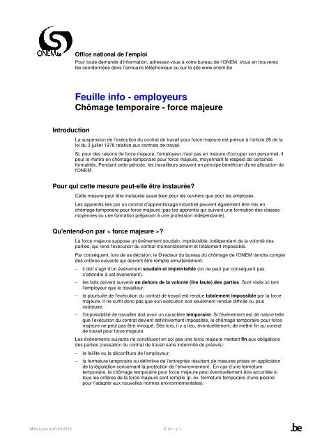 Suspension contrat de travail force majeure