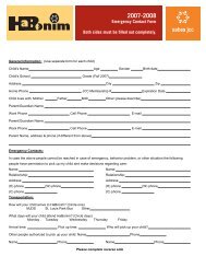 Emergency Contact Form Both sides must be filled out completely.