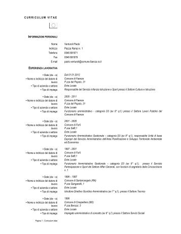 Curriculum Venturoli Paolo - Comune di Faenza