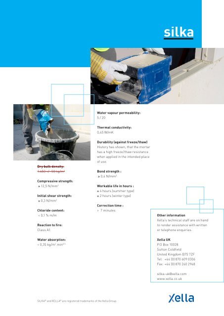 Product data SILKAFIX thin joint mortar - Xella UK