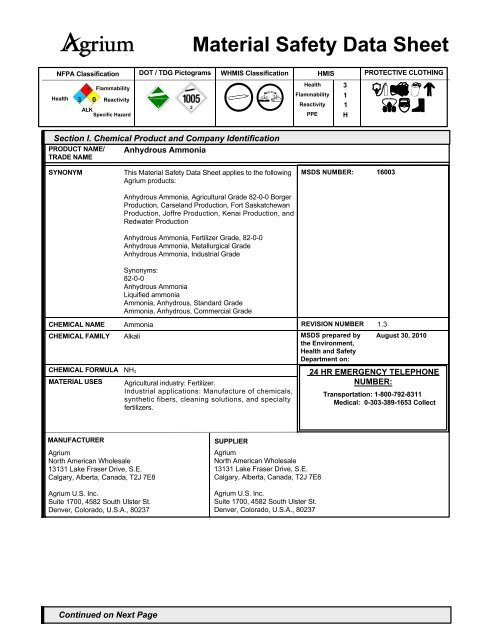 MSDS - Agrium Wholesale