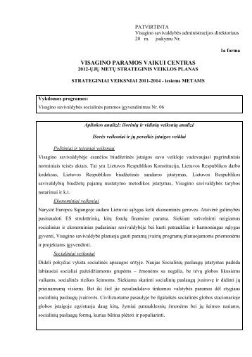2012-ųjų metų strateginis veiklos planas - vpvc.lt - Sugardas