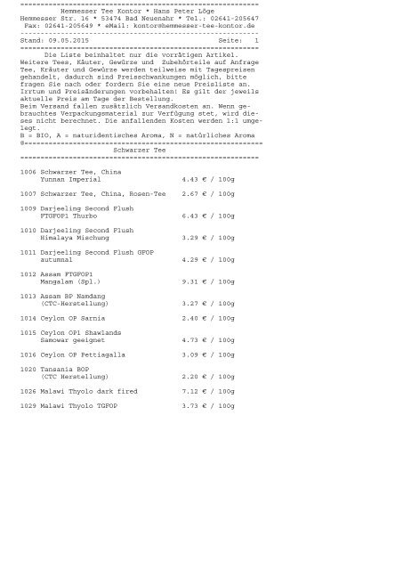 Gesamtliste (PDF) - Hemmesser Tee Kontor