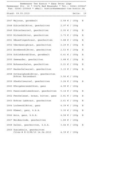 Gesamtliste (PDF) - Hemmesser Tee Kontor