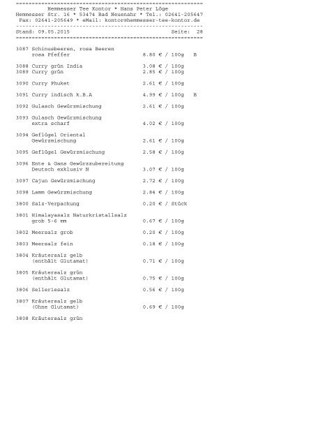 Gesamtliste (PDF) - Hemmesser Tee Kontor