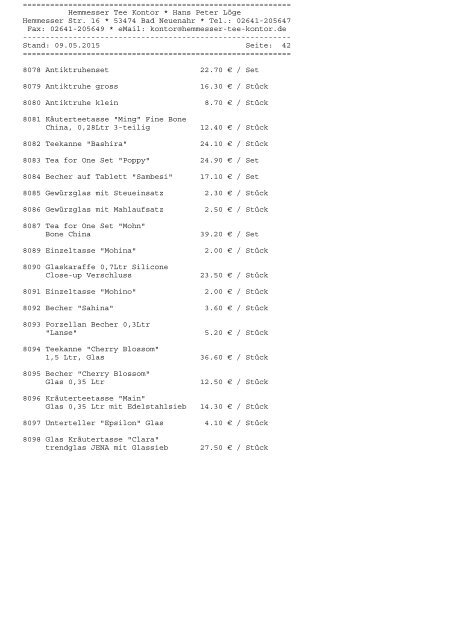 Gesamtliste (PDF) - Hemmesser Tee Kontor