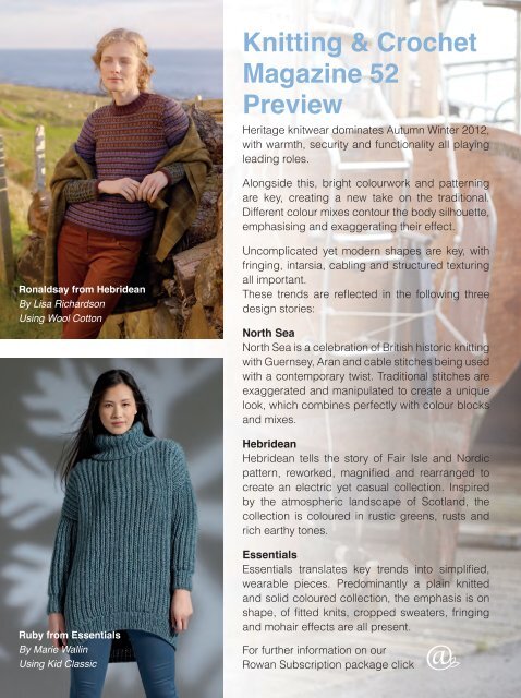Knitting & Crochet Magazine 52 Preview - Rowan