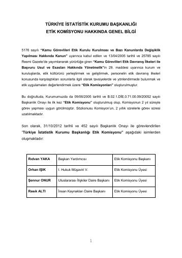 Etik Komisyonu Faaliyet Raporu - TÃ¼rkiye Ä°statistik Kurumu