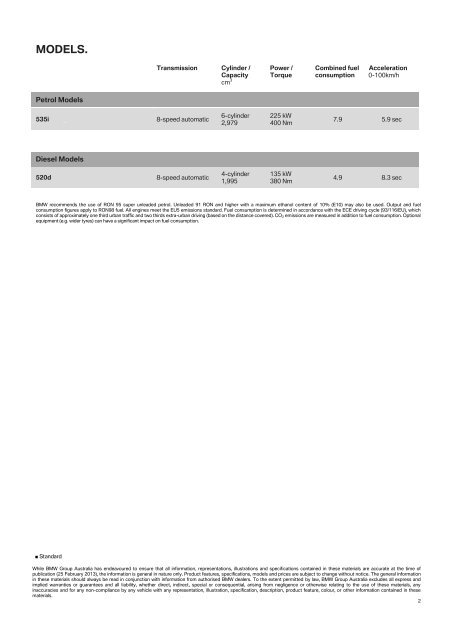 5 Series Touring Dealer Specification Guide - BMW