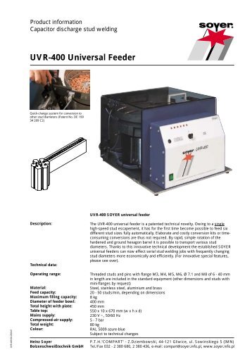 UVR-400 Universal Feeder - Soyer