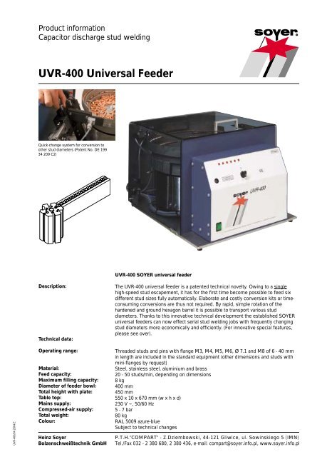 UVR-400 Universal Feeder - Soyer