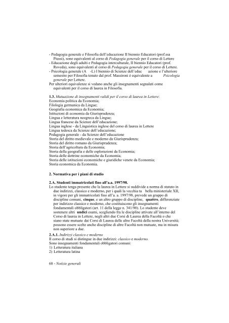 Guida ai corsi della facoltÃ  (pdf, it, 949 KB, 3/7/02) - UniversitÃ  degli ...
