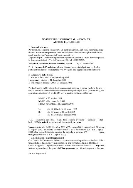 Guida ai corsi della facoltÃ  (pdf, it, 949 KB, 3/7/02) - UniversitÃ  degli ...