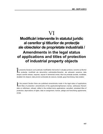 Modificari intervenite in statutul juridic al cererilor si titlurilor ... - agepi