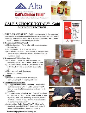 CALF'S CHOICE TOTAL™- Gold MIXING DIRECTIONS - Animart