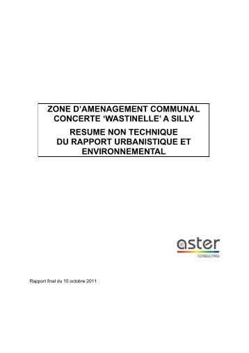 'wastinelle' a silly resume non technique du rapport ... - Proximedia