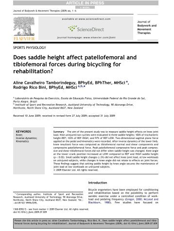 Does saddle height affect patellofemoral and tibiofemoral ... - UFSM