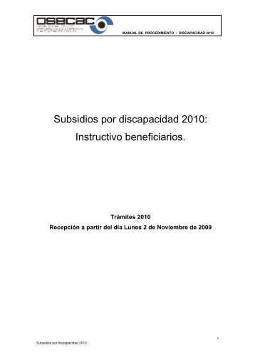 Subsidios por discapacidad - osecac