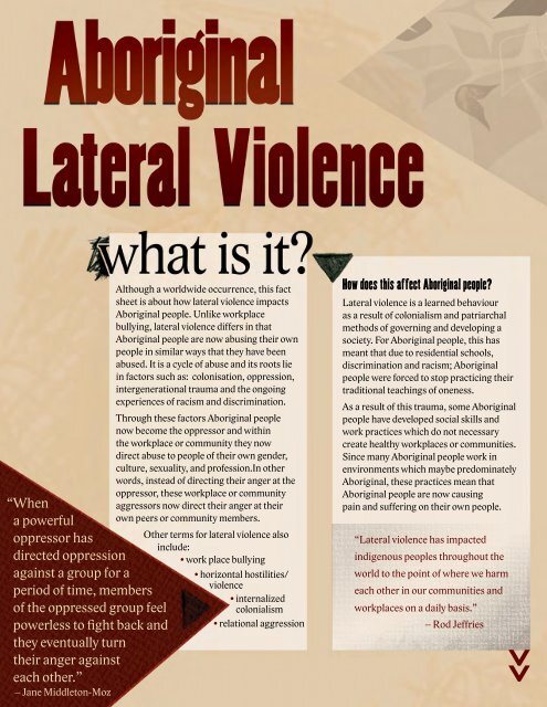 Aboriginal Lateral Violence - Native Women's Association of Canada