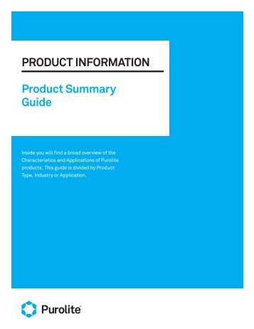 PRODUCT INFORMATION Product Summary Guide - Purolite