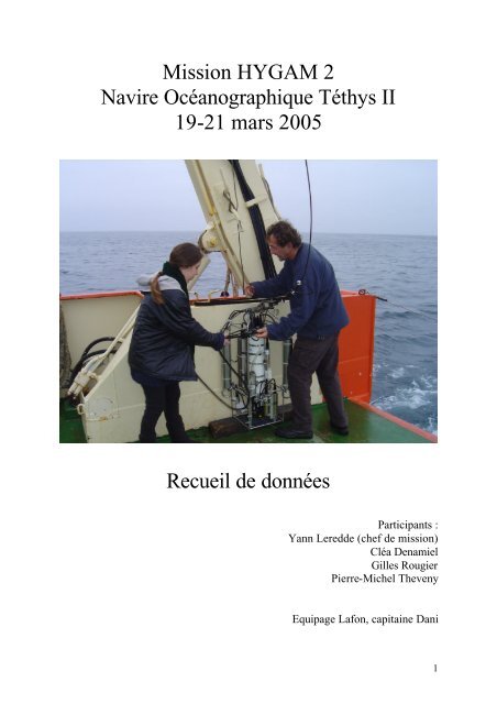 Mission HYGAM 2 Navire OcÃ©anographique TÃ©thys II 19-21 mars ...