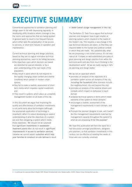 Sanitation 21 planning framework - IWA