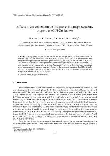 Effects of Zn content on the magnetic and magnetocaloric properties ...