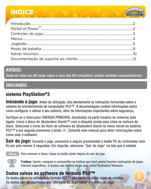 manual do jogo skylanders giants para ps3